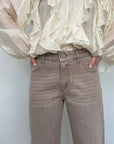 Dixie - Jeans barrel beige invecchiato