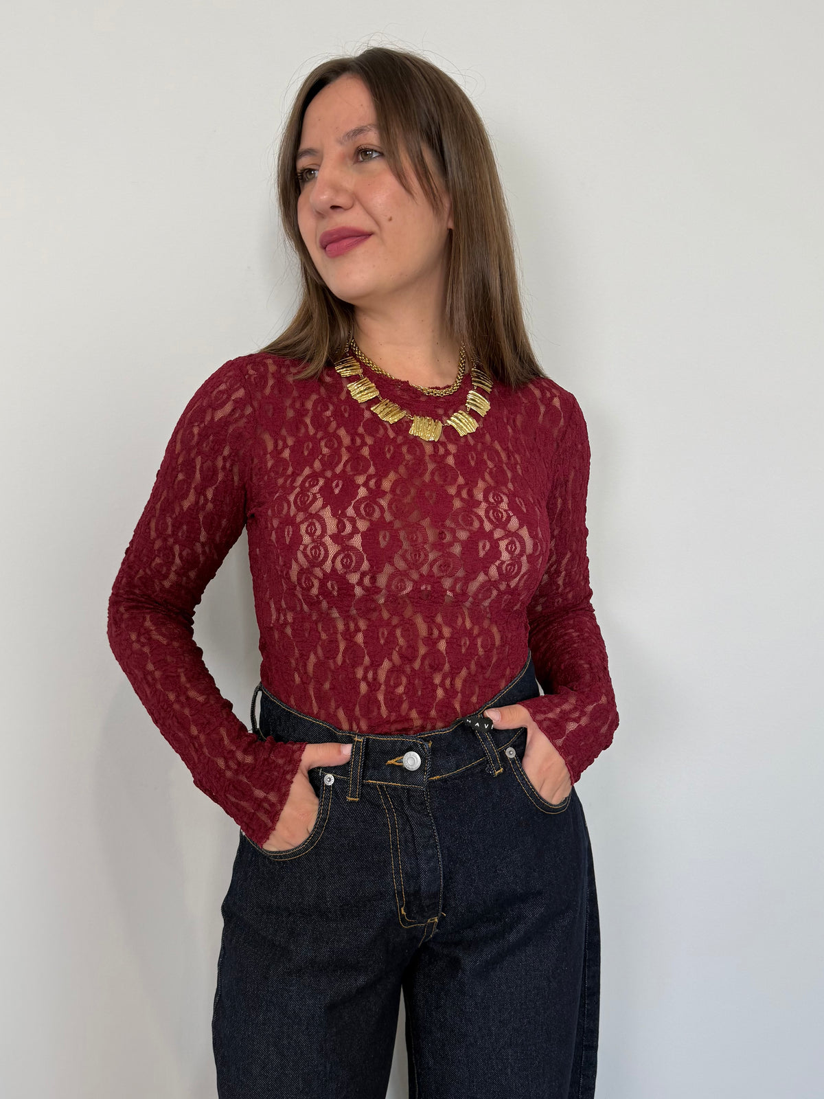 Haveone - Body in pizzo bordeaux