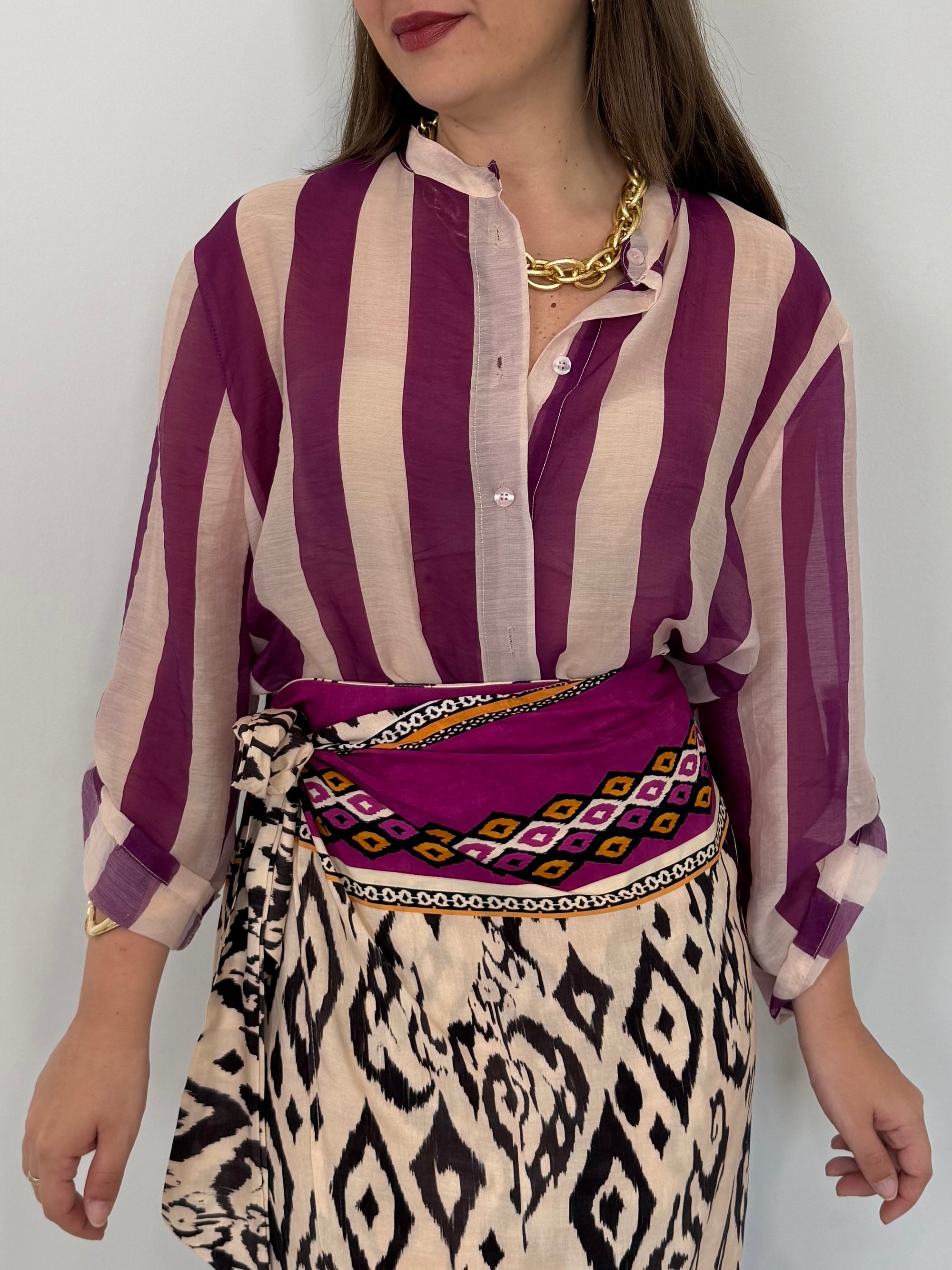 Haveone - Camicia righe larghe viola