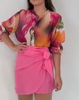 Tensione In - Gonna Lino viscosa rosa