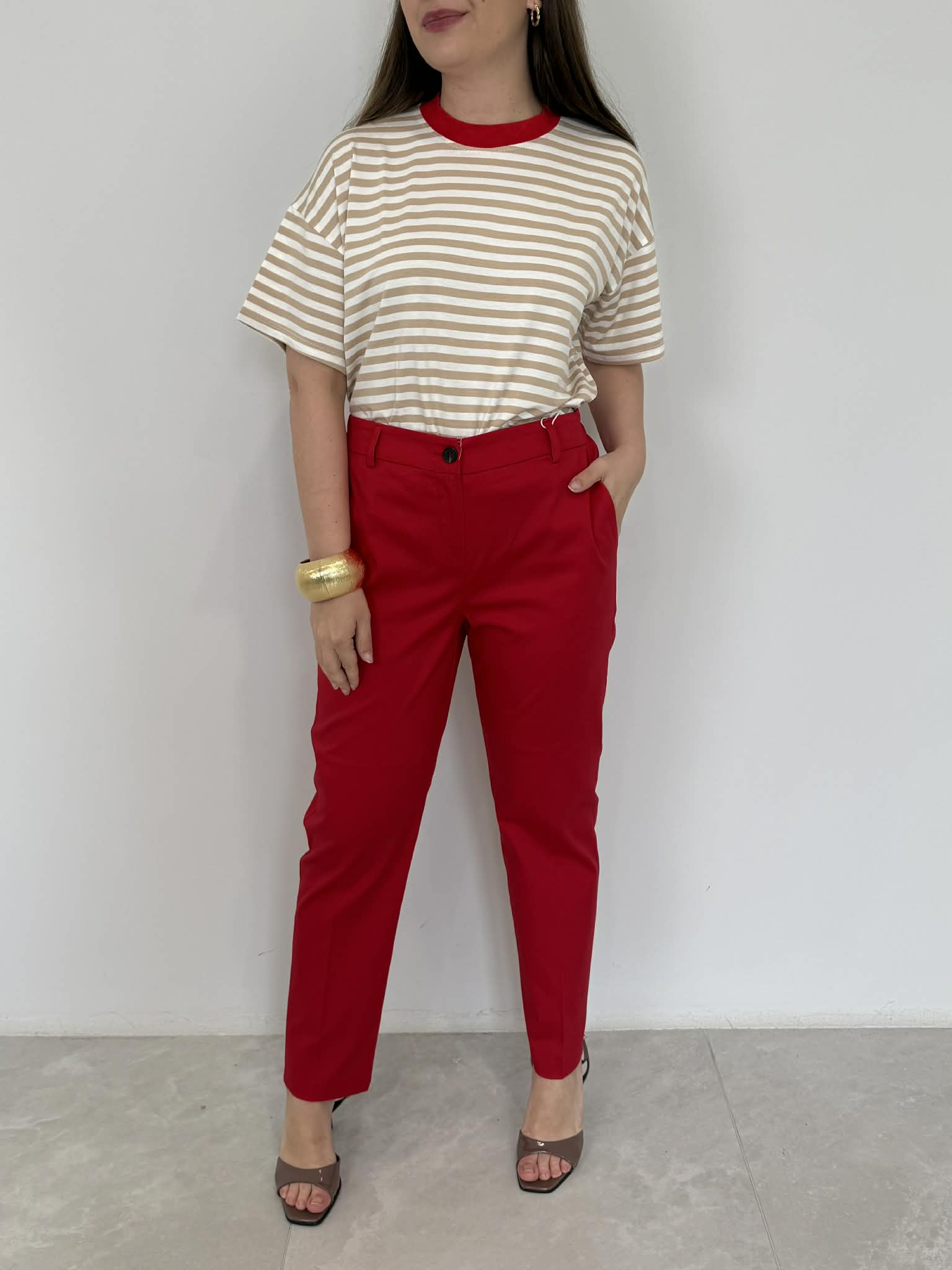 Motel - Pantalone chino in cotone rosso