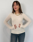 Tensione In - Maglia costine con foro pollice panna