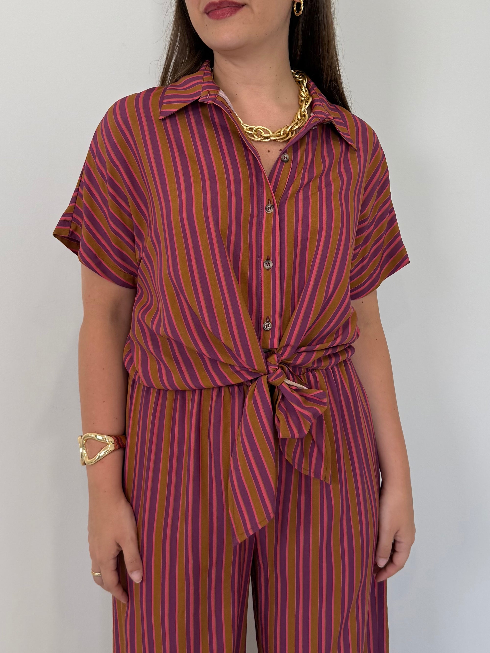 Haveone - Camicia millerighe viola