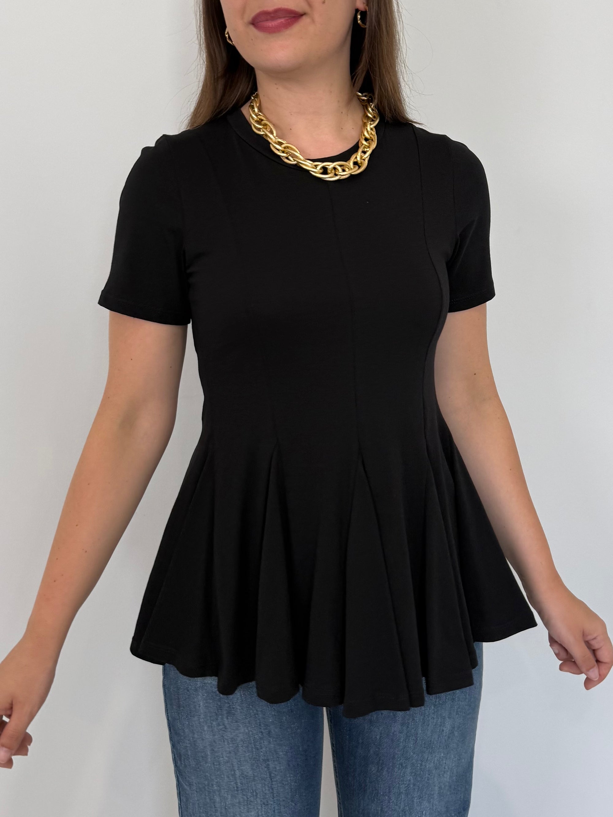 Tensione In  - T-shirt godet nera