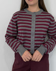 Two Way - Cardigan righe bordeaux