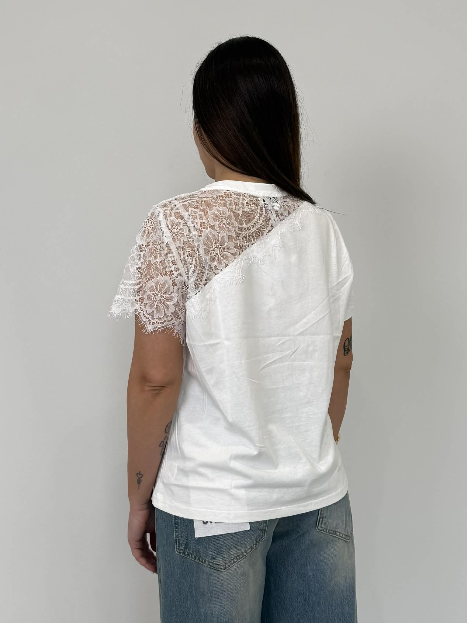 SusyMix - T-shirt con pizzo superiore