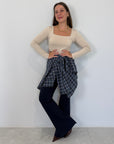 SusyMix - Pantalone flare in punto Milano blu