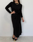 Haveone - Abito in cotone con fiocco nero