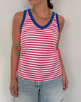SusyMix - Canotta righe rosa contrasto blu