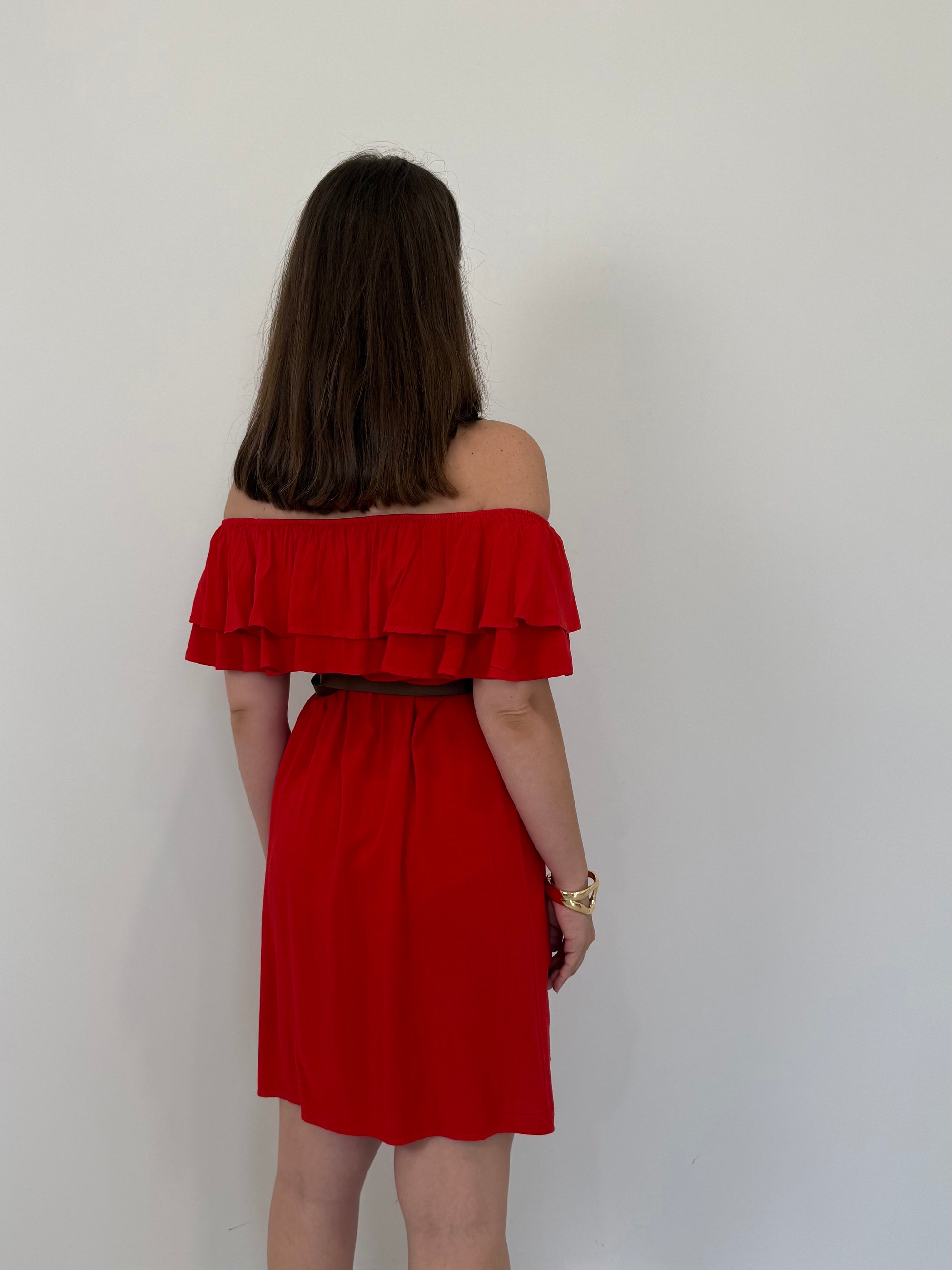 Kontatto - Abito shiffer con balze rosso
