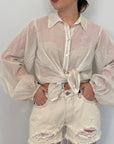Haveone - Camicia in mussola con trina beige