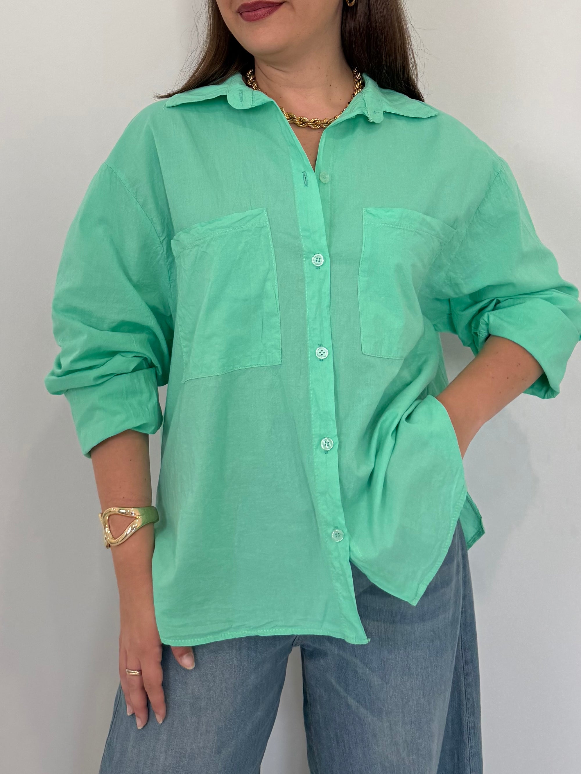 Haveone - Camicia doppia tasca acqua marina