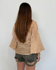 Haveone - Camicia in mussola con trina nocciola