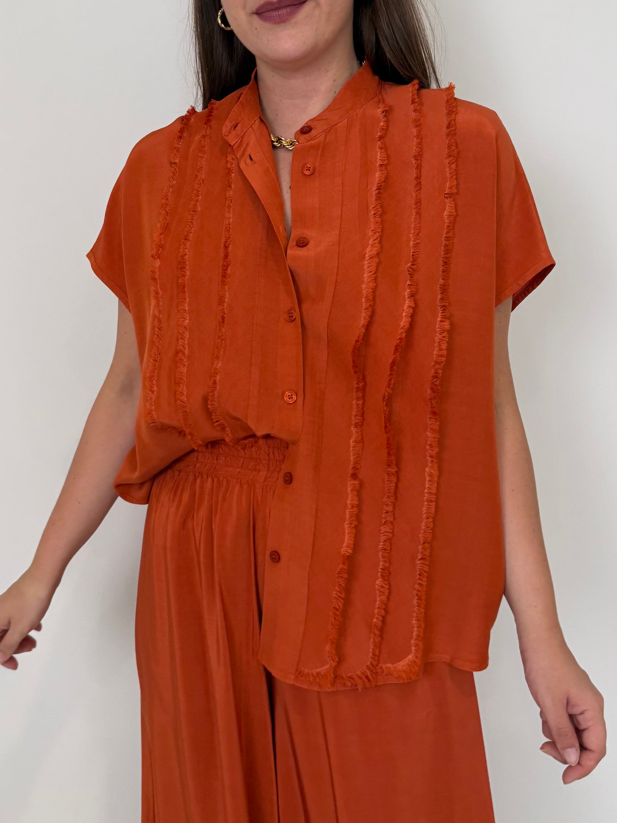 Tensione In - Camicia in viscosa papaya