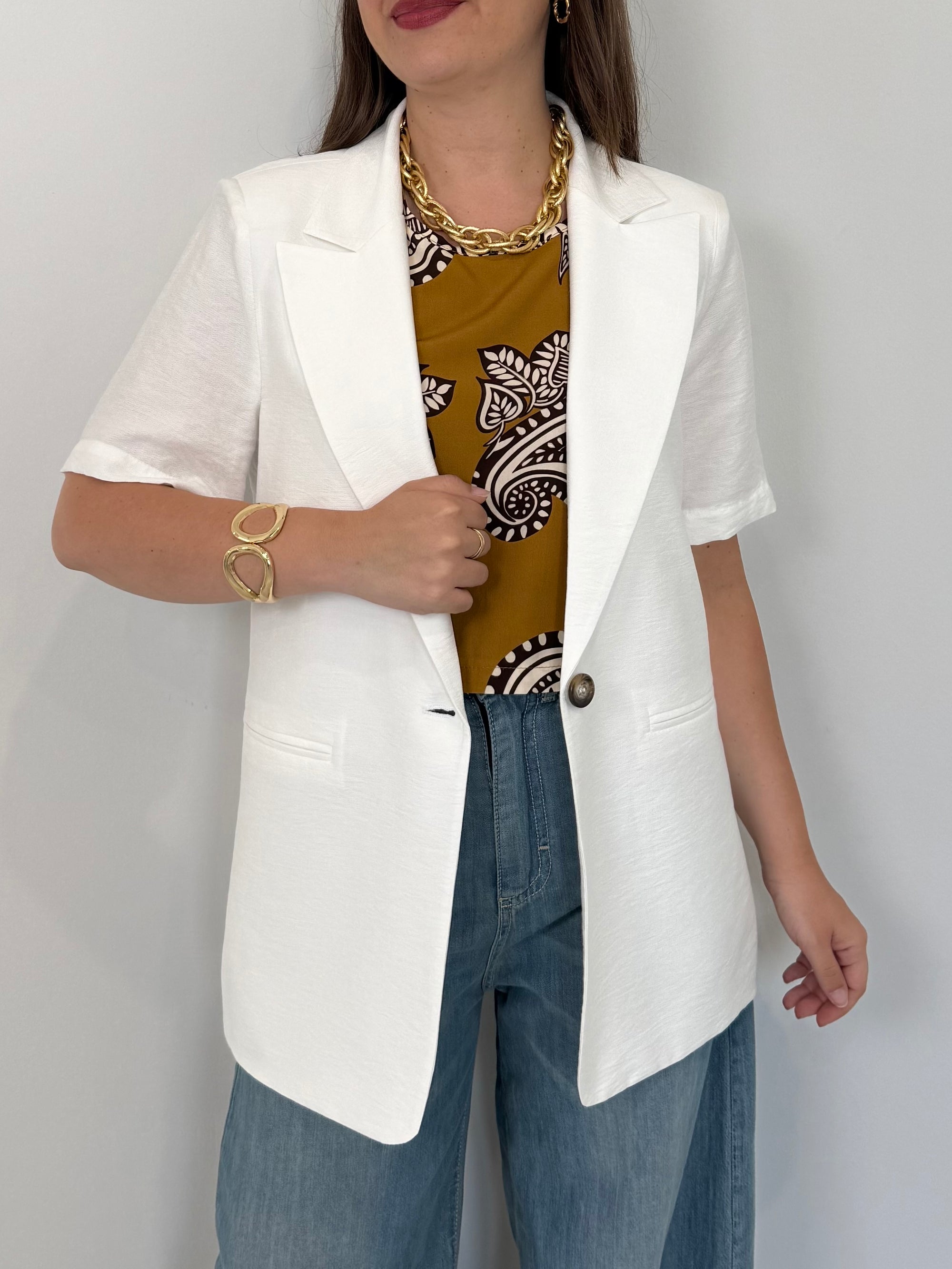 Haveone - Giacca mezza manica easy bianca