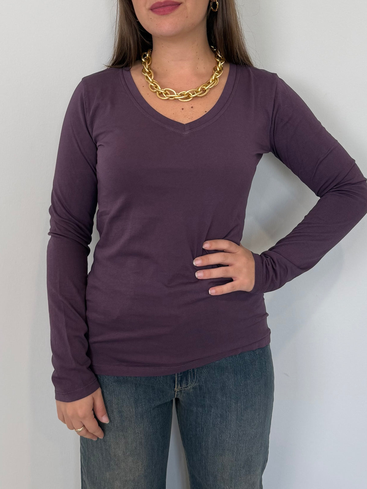 SusyMix - Maglia slim manica lunga vino