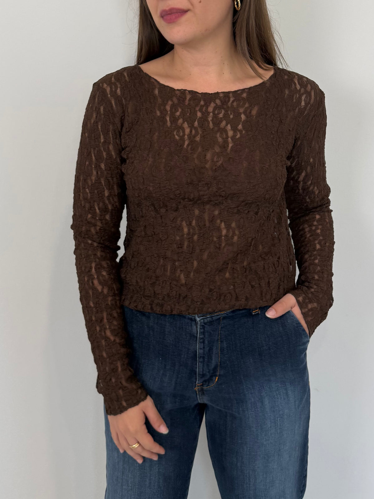 Haveone - Maglia in pizzo moro