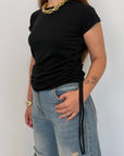 Haveone - T-shirt con lacci nera