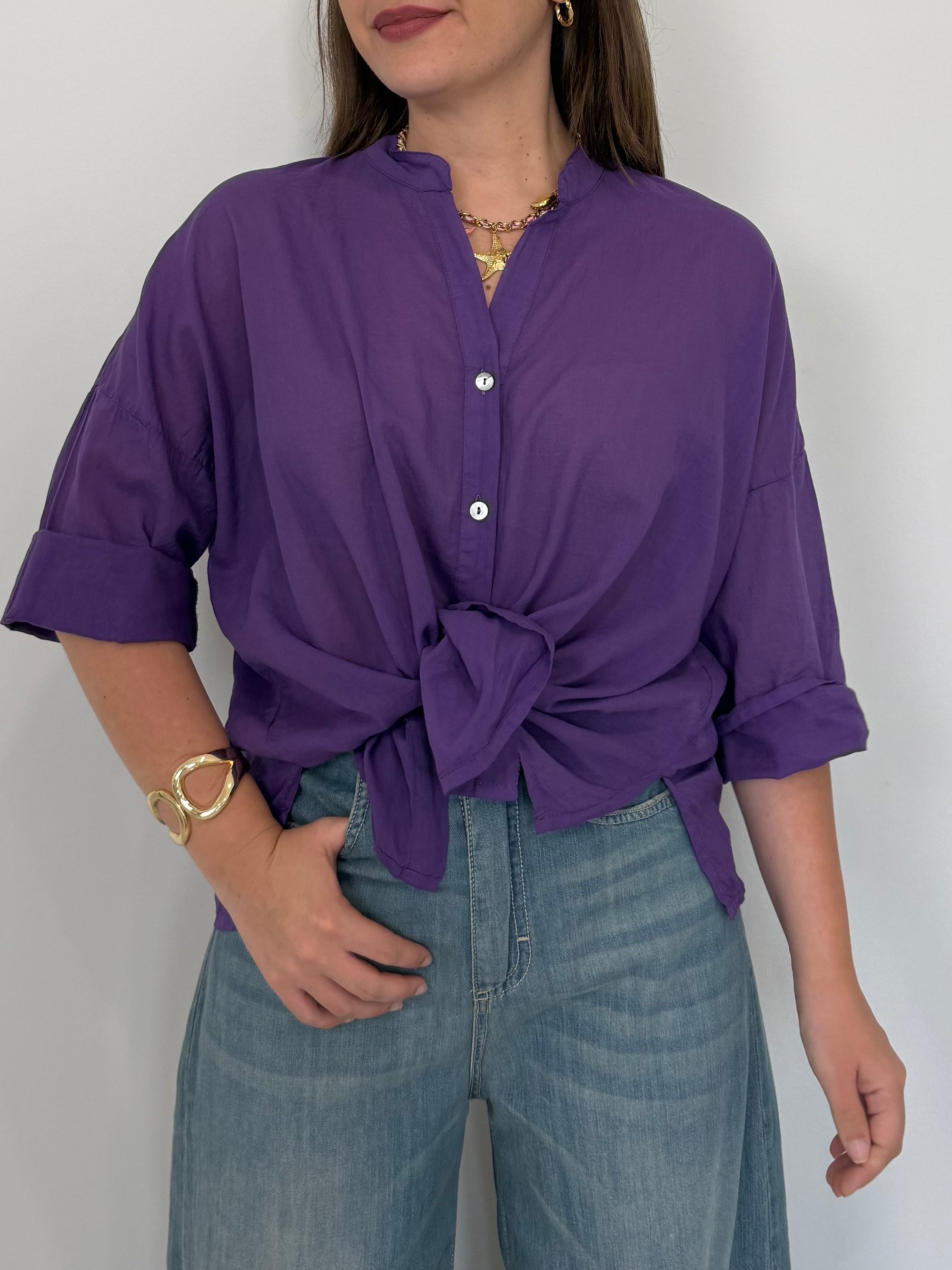 PRE-ORDINE 15/06: Haveone - Camicia in mussola di cotone viola