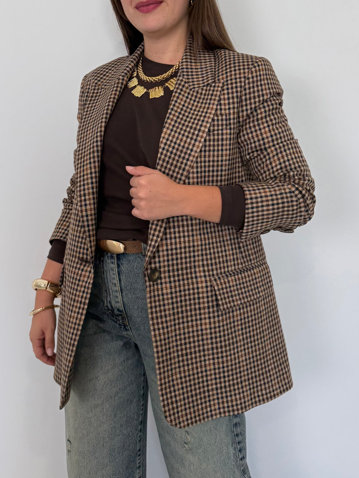 Haveone - blazer check moro e blu