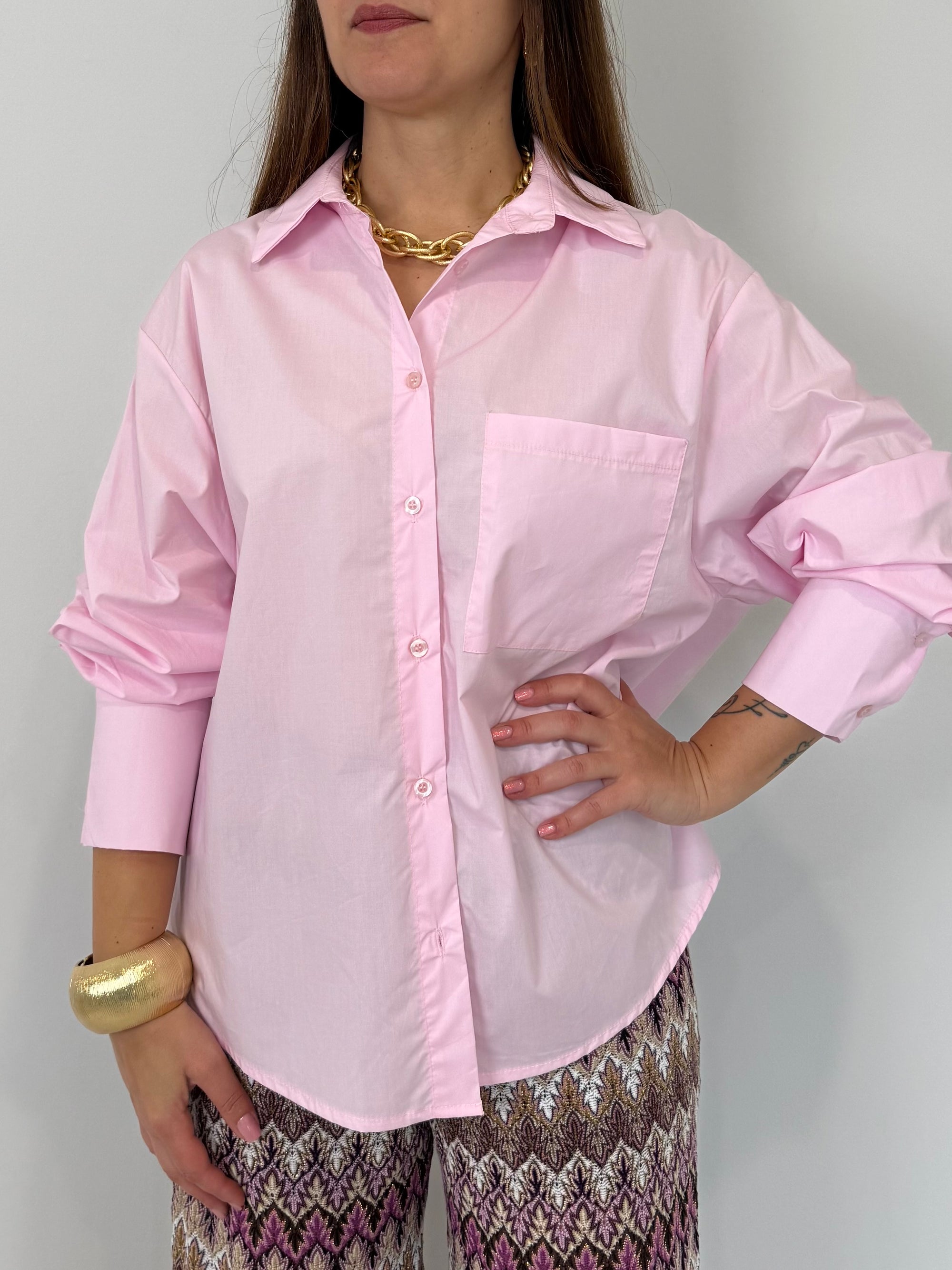 Haveone - Camicia in popeline rosa