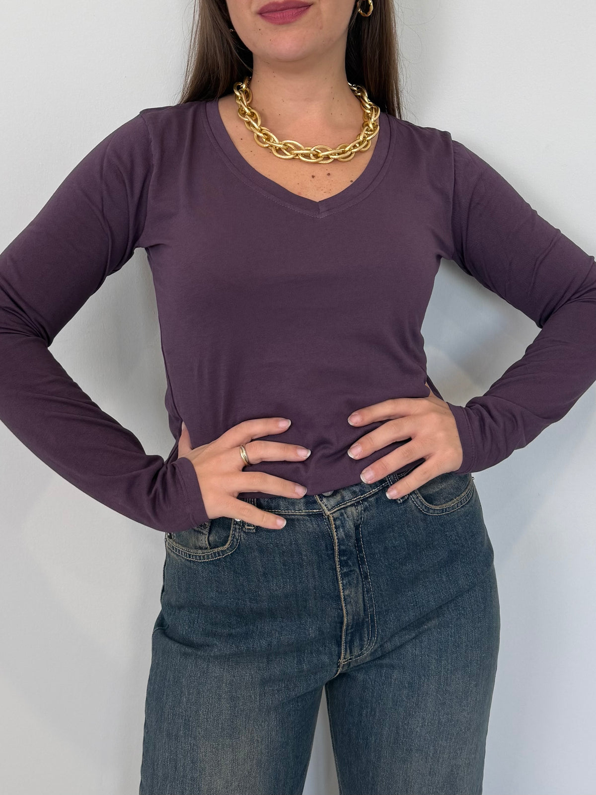 SusyMix - Maglia slim manica lunga vino