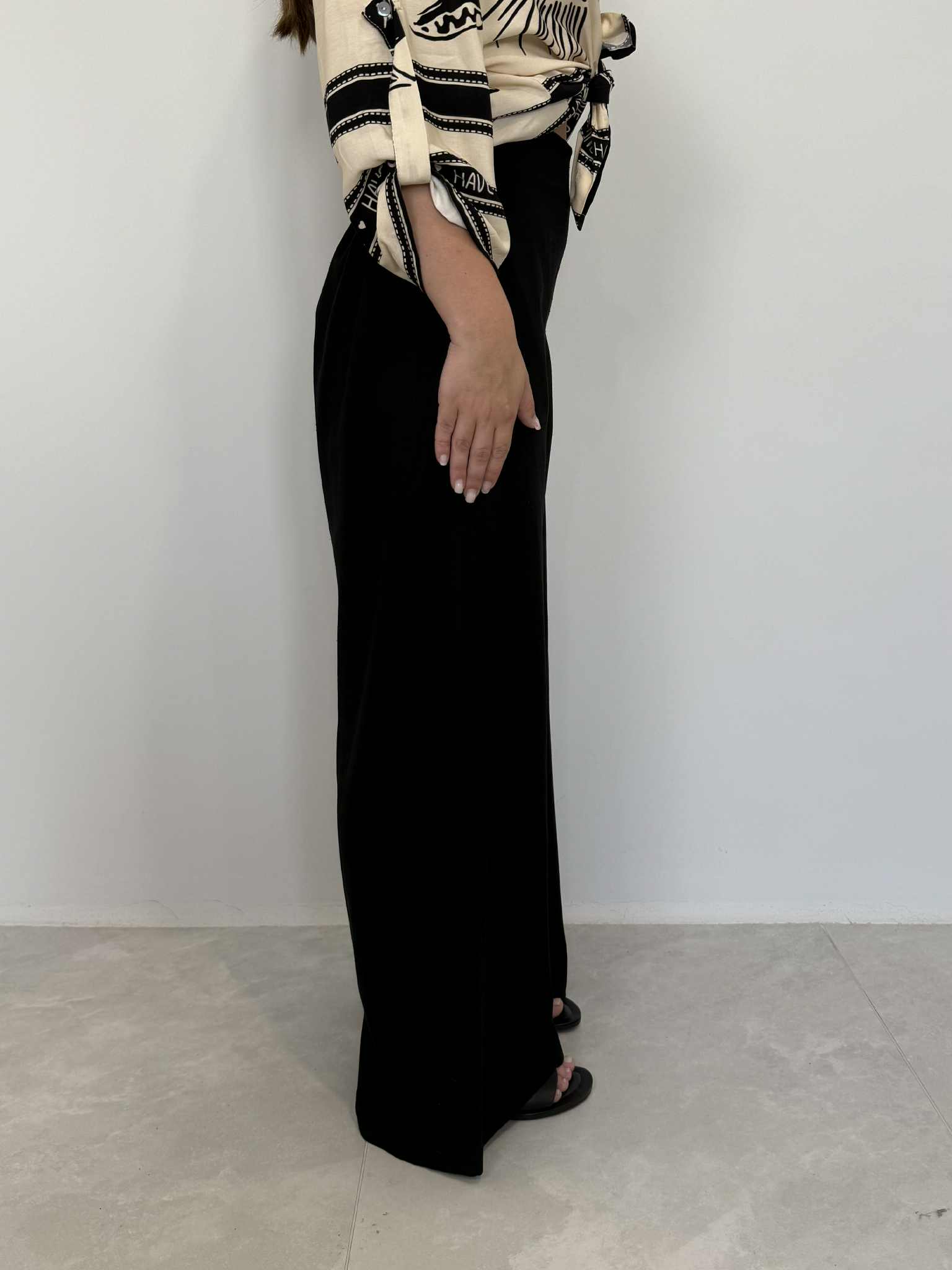 Haveone - Pantalone lino nero