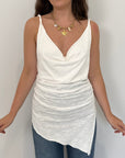 Haveone - Top asimmetrico impero bianco