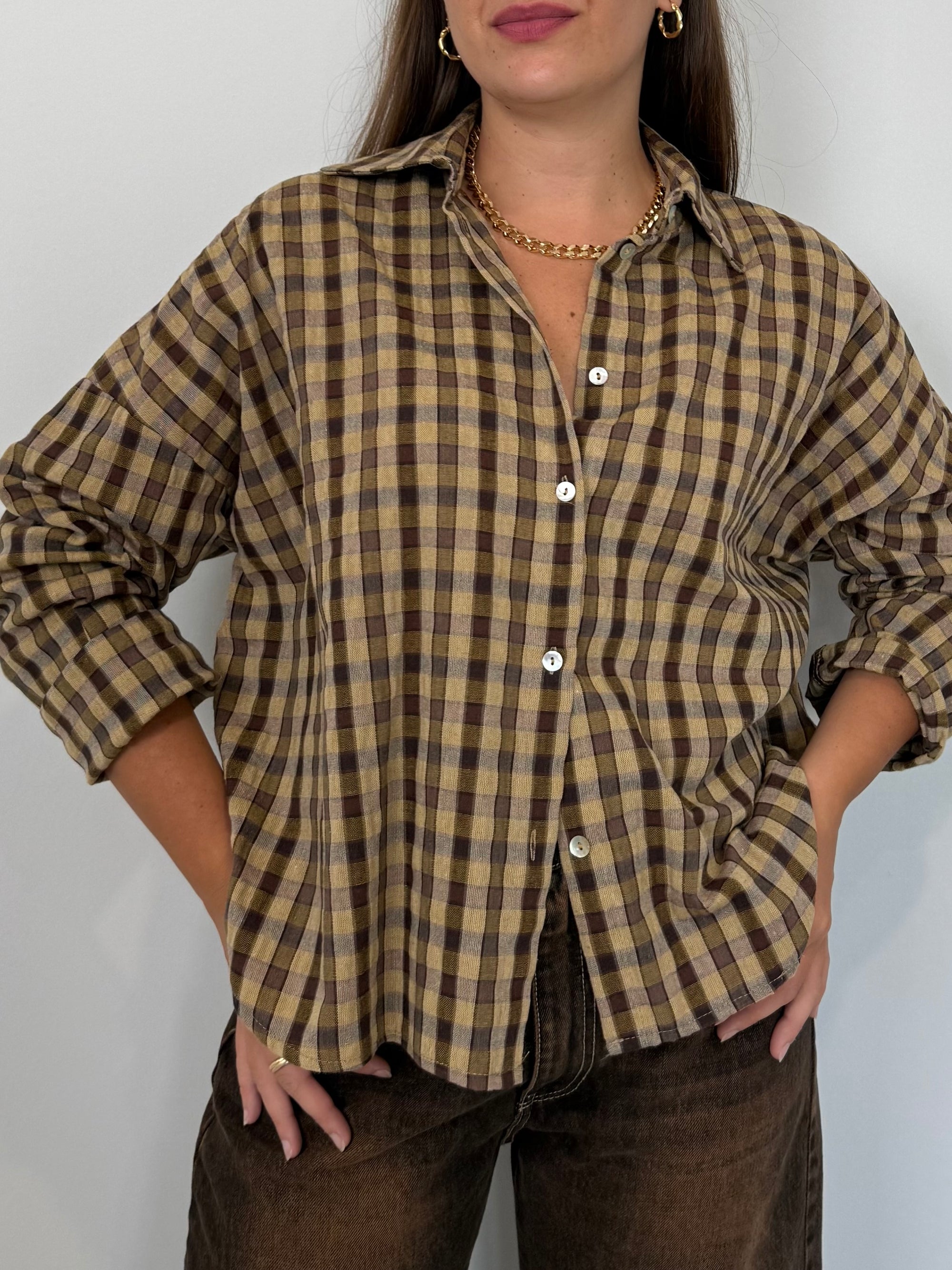 Haveone - Camicia goffrata check moro