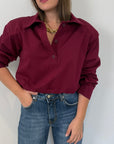 Haveone - Felpa con spalline molto imbottite bordeaux