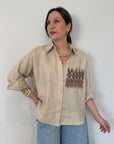 Tensione In - Camicia in lino zigzag sabbia