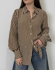 Dixie - Camicia gessata beige/moro