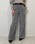Haveone - Pantalone velluto cintura grigio