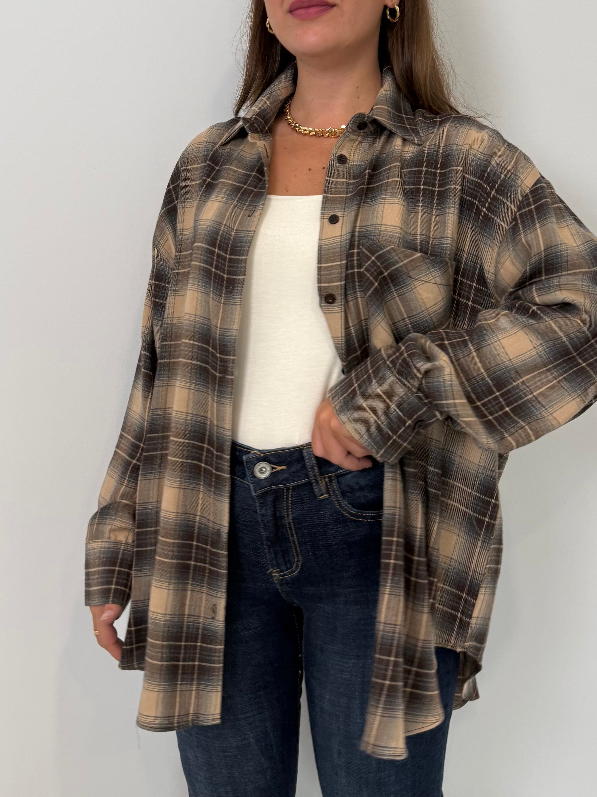 SusyMix - Camicia check tortora