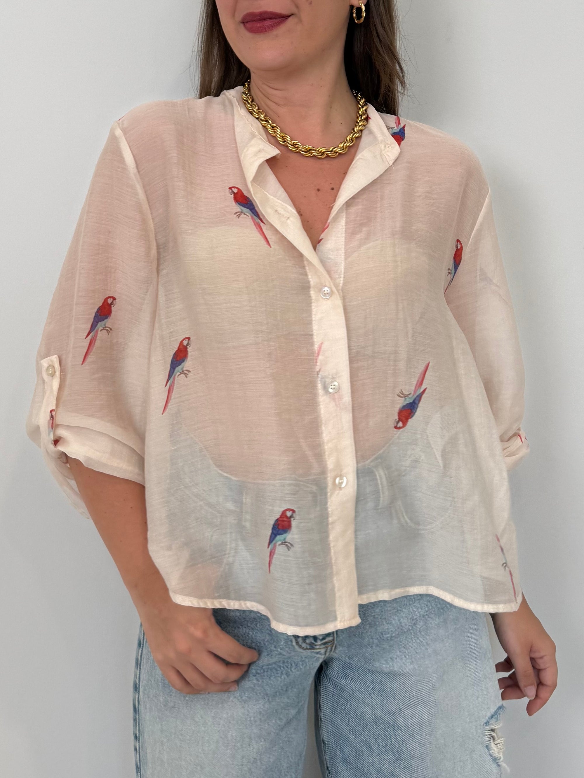 Haveone - Camicia con pappagalli