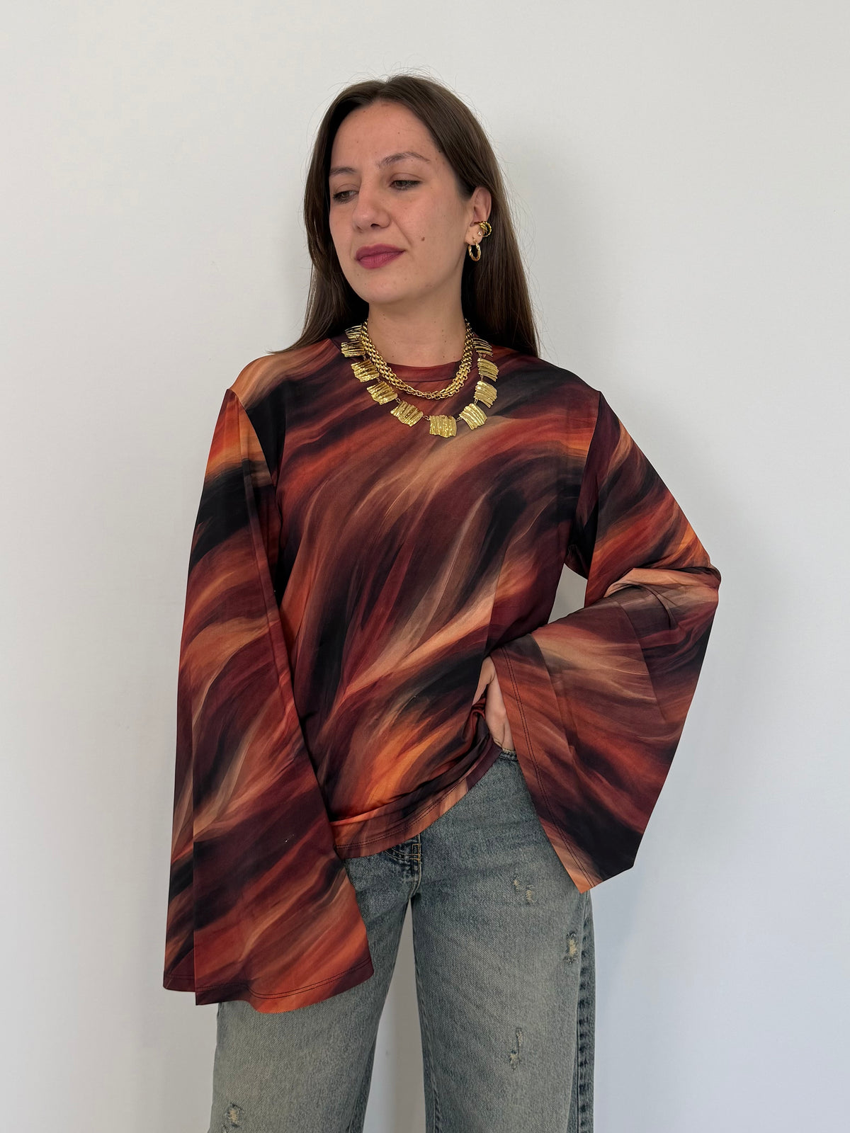 Tensione In - Maglia manica trapezio lycra sfumata