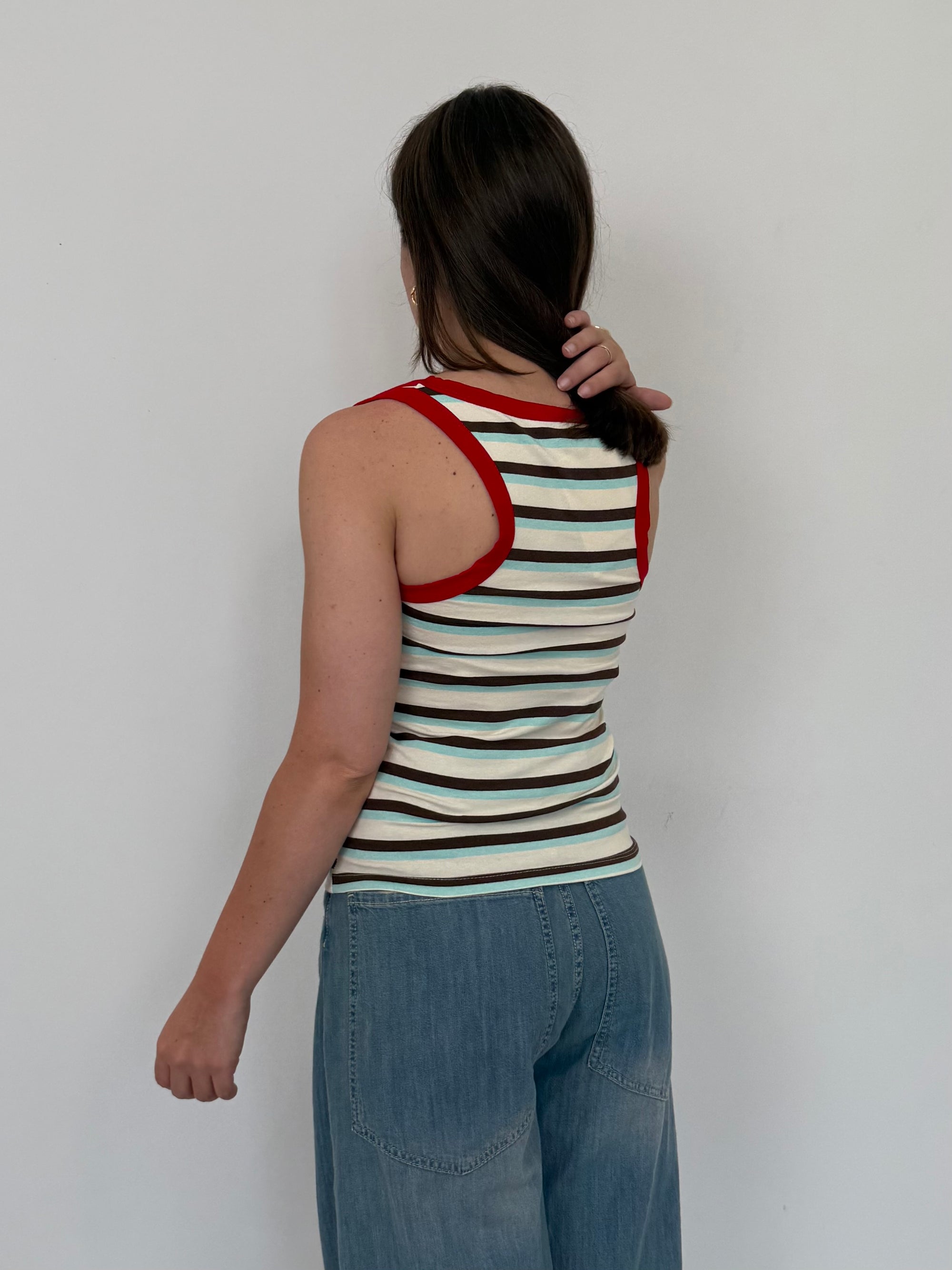 Haveone - Canotta righe acqua contrasto rosso