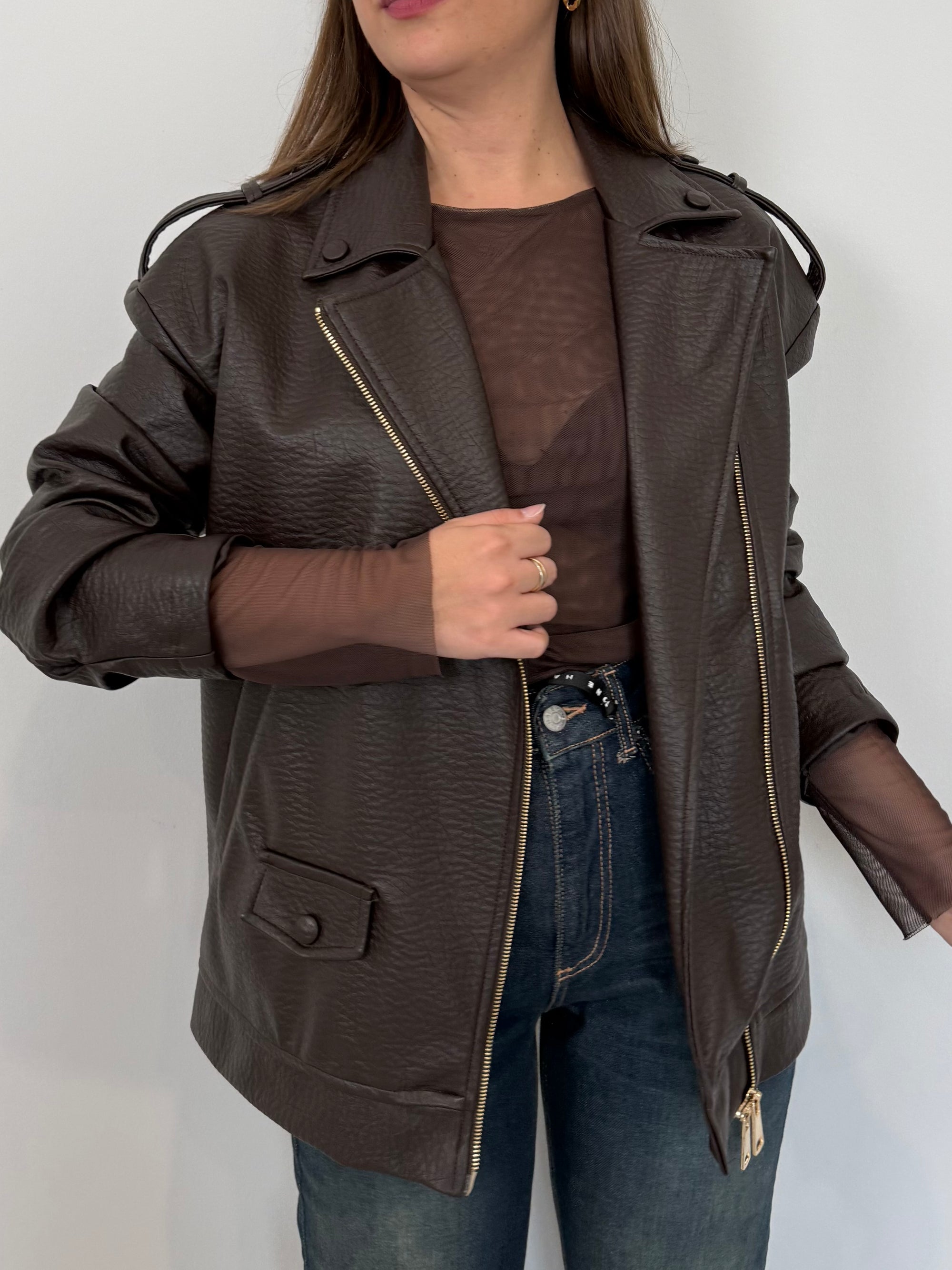 Haveone - Bomber in ecopelle martellata