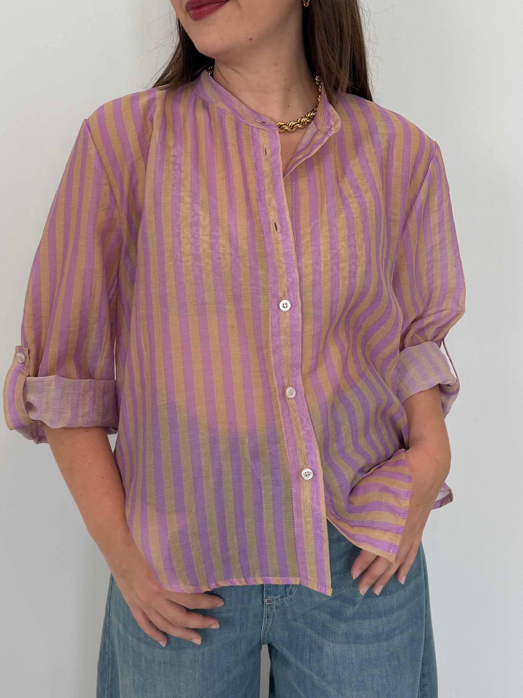 Haveone - Camicia righe fini lilla