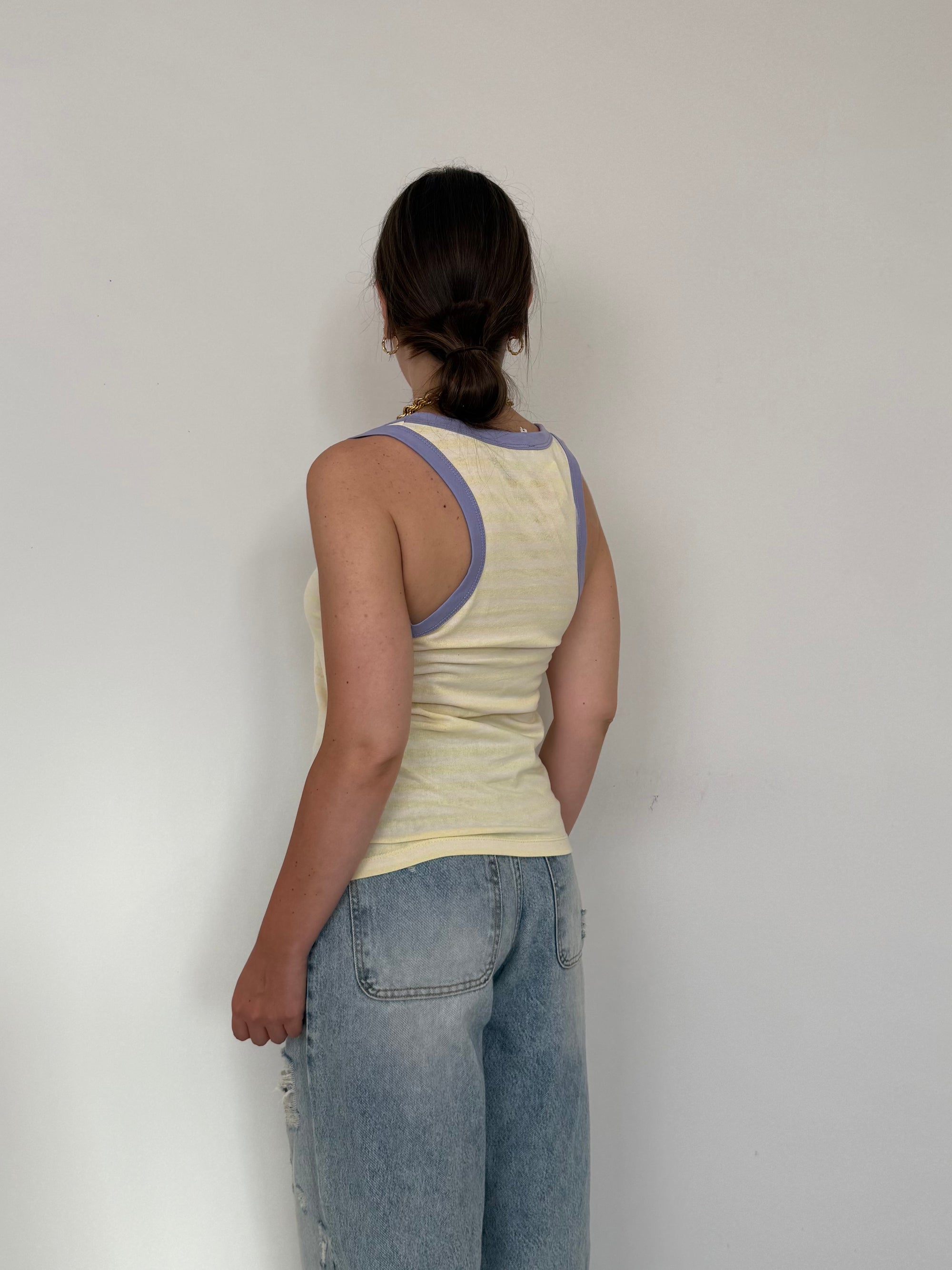 SusyMix - Canotta righe gialle contrasto viola