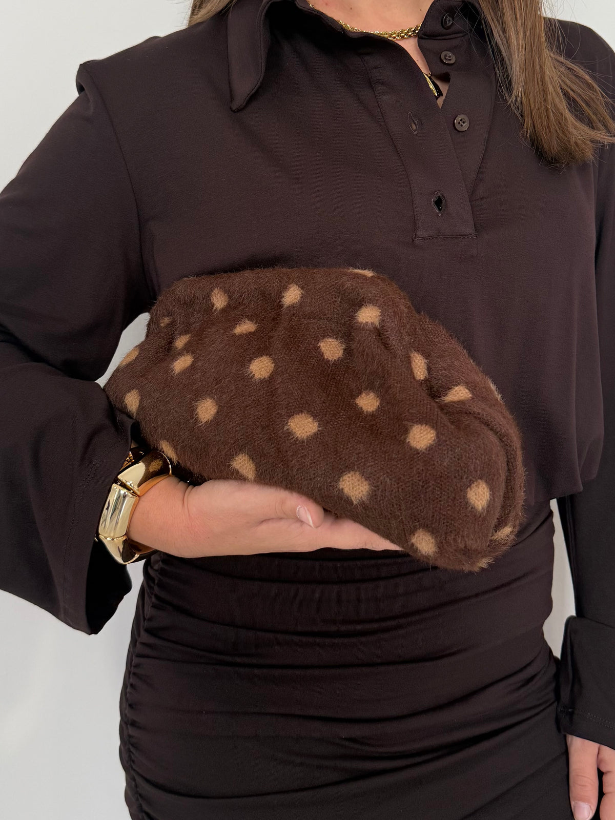 Civico23 - Borsa pouf pois moro/tabacco