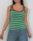 Haveone - Canotta righe verde contrasto moro