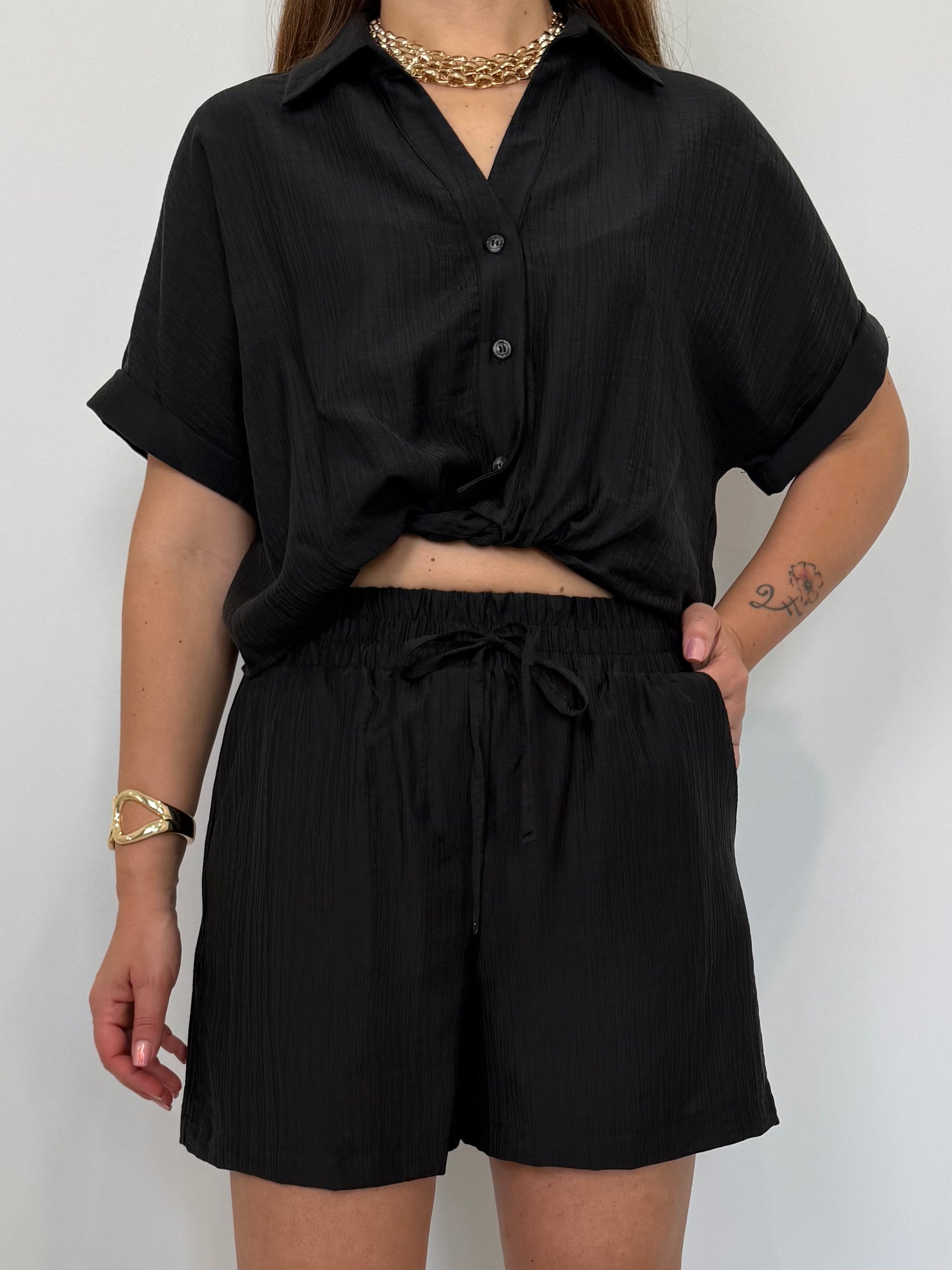 Haveone - Short goffrato nero