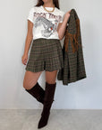 Haveone - Short con pieghe check verde