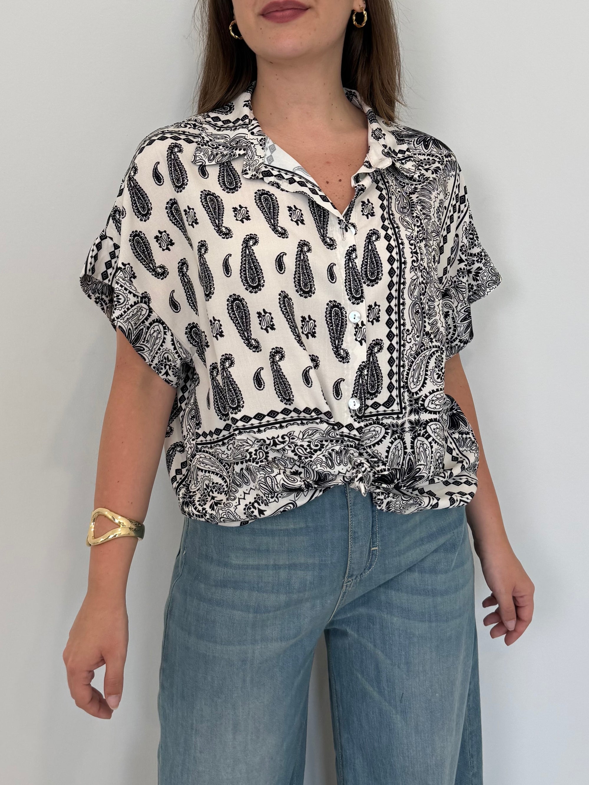Haveone - Camicia fiocco paisley nera