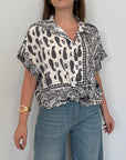 Haveone - Camicia fiocco paisley nera