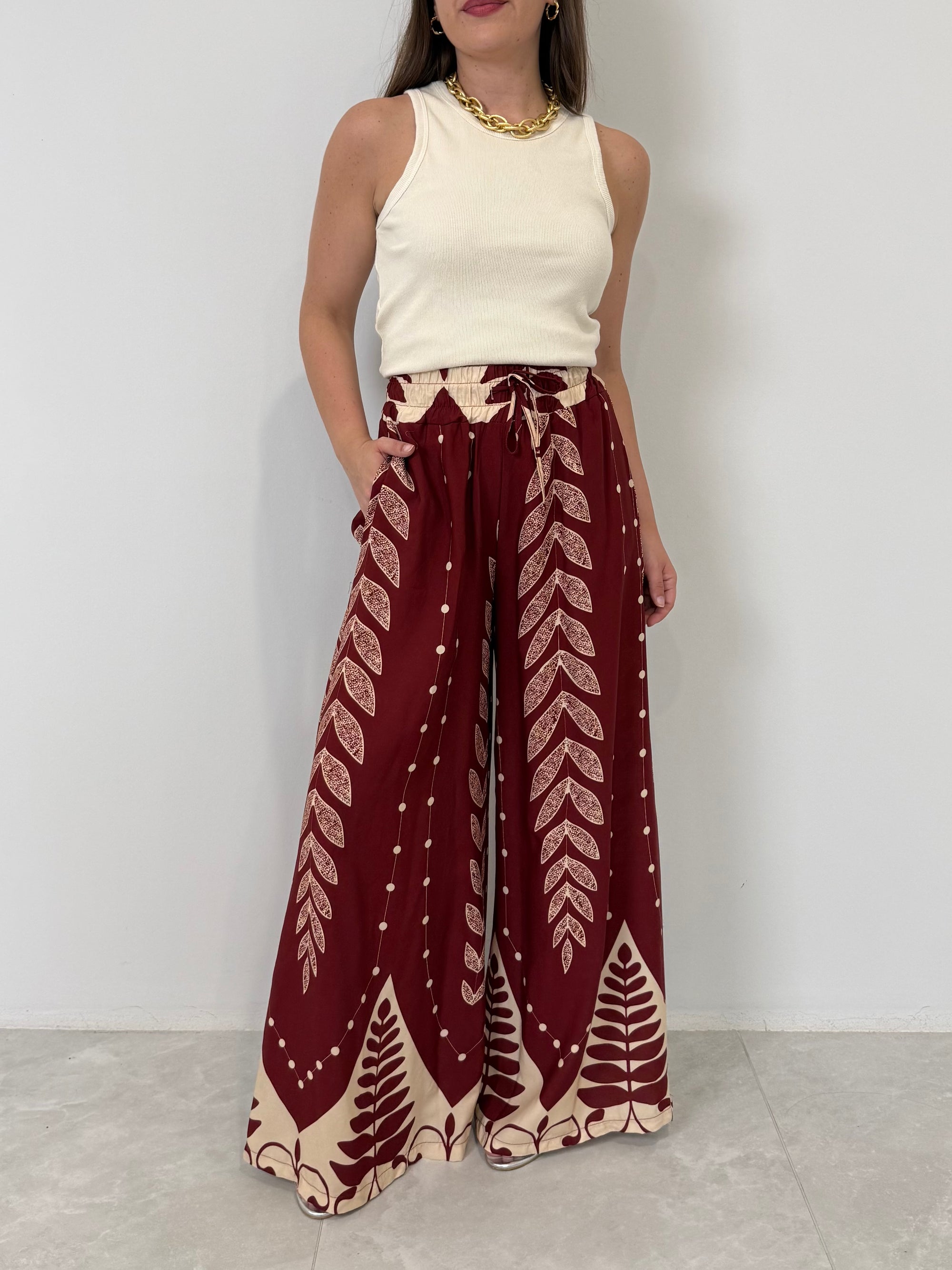 Haveone - Pantalone in viscosa etnico india