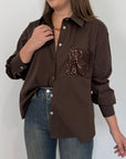SusyMix - Camicia moro con tasca paillettes