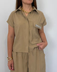 Tensione In - Camicia in cupro con cabochon