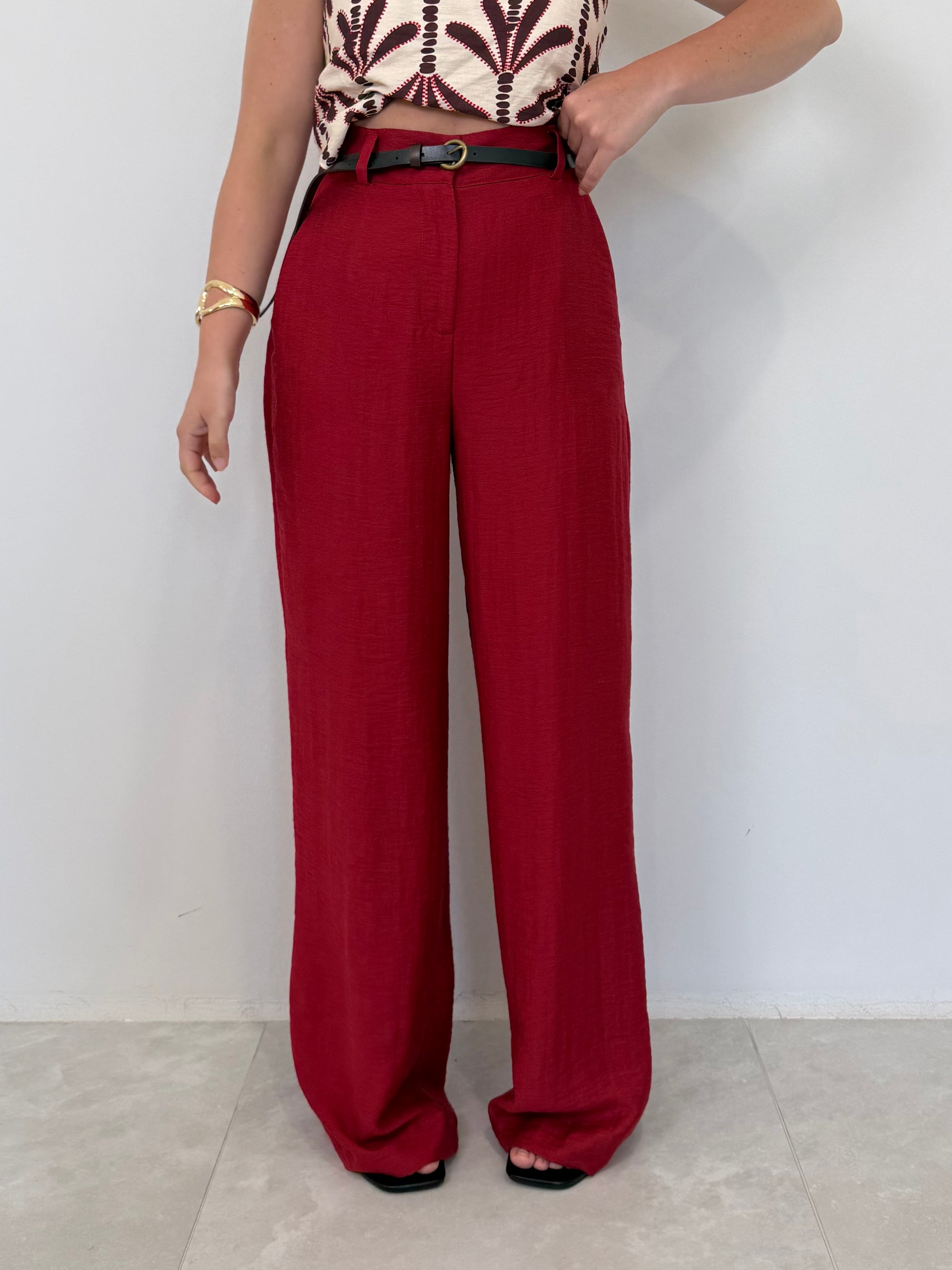 Haveone - Pantalone easy rosso